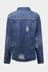 Lapel Distressed Raw Hem Buttons Denim Jacket